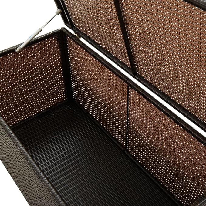 Deck Box Large Outdoor Storage for Patio Furniture,Garden Tools, Pool Supplies,Weatherproof and UV Resistant,Outdoor Backyard Patio Storage Deck Box Container,39.3"x19.6"x19.6" Brown -AA