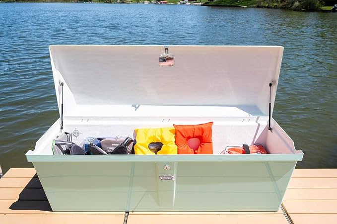 DoxBox Fiberglass Storage Box. US Made Weatherproof Storage with UV-Resistant Gelcoat for Waterfront, Boat, and Outdoor Gear, Rectangle Shape (Seafoam)