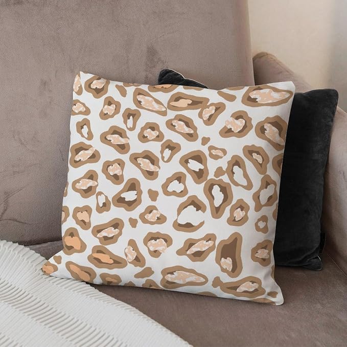 Throw Pillow Covers Chinoiserie Cheetah Print Pillows Retro Light Brown and Light Gray Pillow Cover Accent Outdoor Waterproof Decorative Pillow Cover for Patio Garden Couch Tent 26x26 in