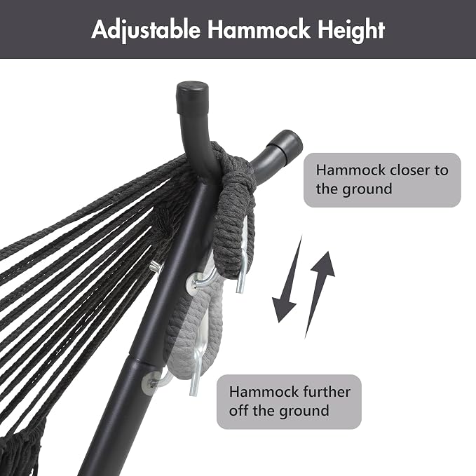 ANOW Portable Space Saving Heavy-Duty Steel Stand for 10FT Hammock, Black | Hammock Stand Only, Height Adjustable