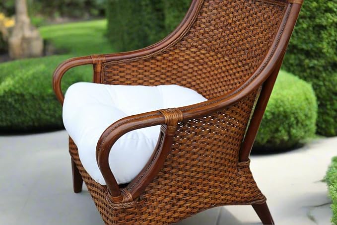 RSH DECOR: Sunbrella Play Tufted Wicker U-Shape Cushions Set of 2 | 22” x 22” | Outdoor Seat Cushions for Patio Furniture| Crafted with Sunbrella Performance Fabric | Play Sky