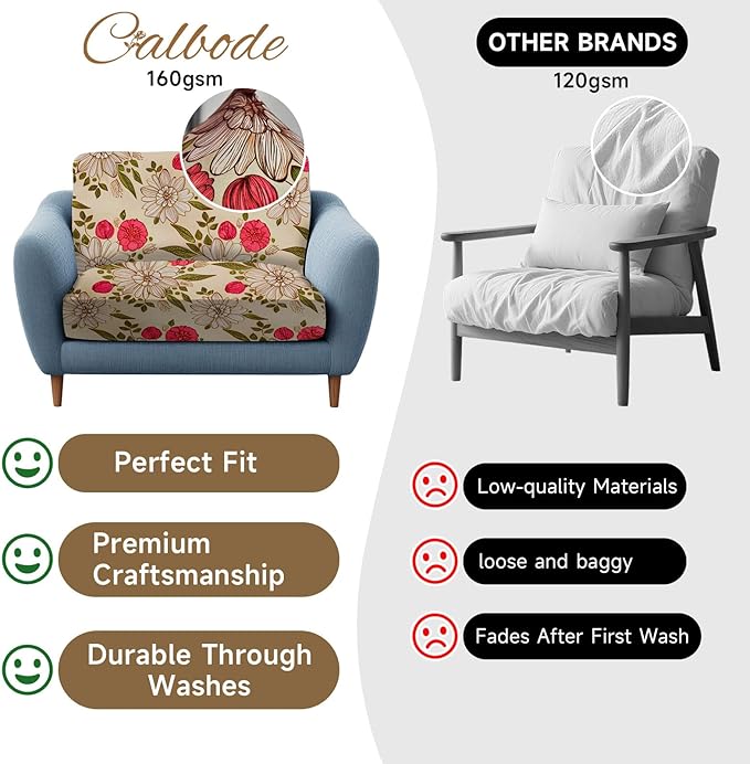 CALBODE 14Pcs Stretch Patio Cushion Cover, Floral Couch & Sofa Slipcovers for Patio Furniture Cushions Washable Reusable Couch Covers Replacement for All-Season (Rosy Pink Floral,Cover Only)