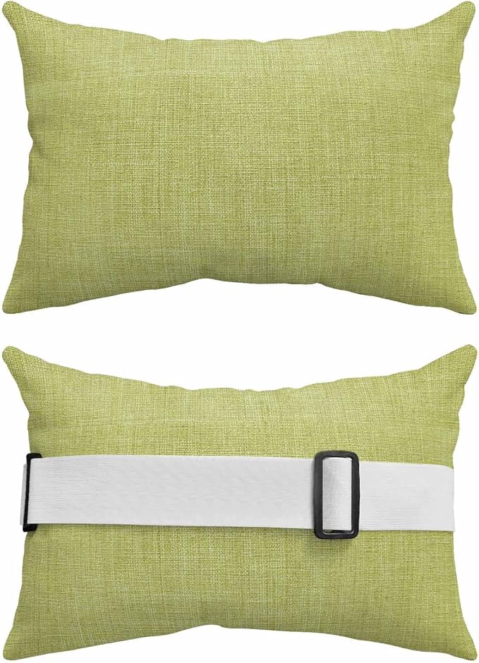 Fruit Green Outdoor Lumbar Pillows 11x16 Set of 2, Farmhouse Burlap Solid Green Color Modern Linen Texture Waterproof Throw Pillow Covers with Insert, Decorative Pillowcase Cushion for Couch Sofa Bed