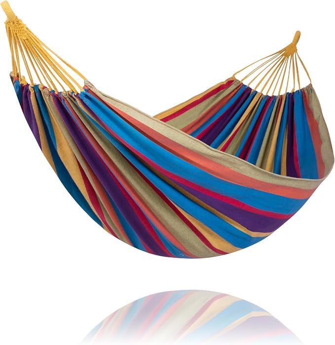 SUNCREAT Hammocks Outdoor Camping Double Hammock, Tree Hammocks for Outside, Rainbow