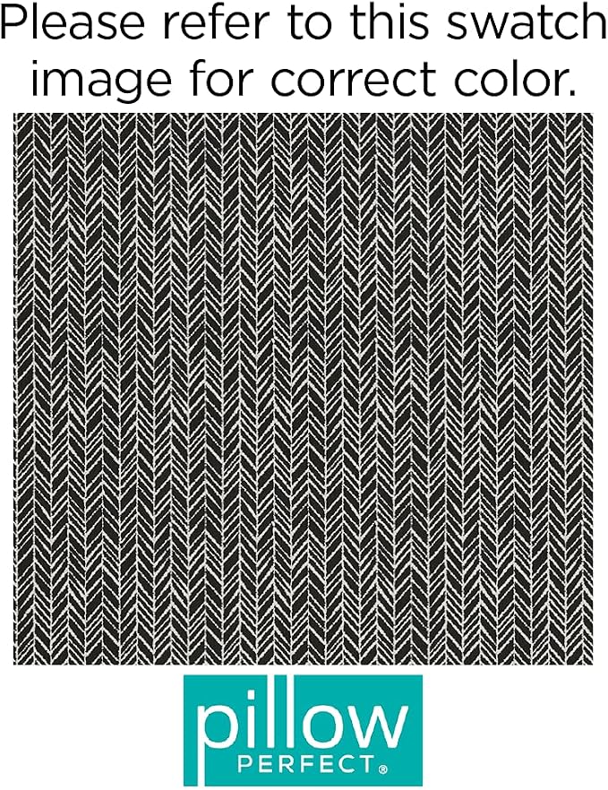 Pillow Perfect Outdoor/Indoor Herringbone Night Throw Pillows, 18.5" x 18.5", Black, 2 Pack