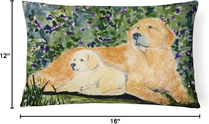 Caroline's Treasures SS8852PW1216 Golden Retriever Canvas Fabric Decorative Pillow Machine Washable, Indoor Outdoor Decorative Pillow for Couch, Bed or Patio, 12HX16W