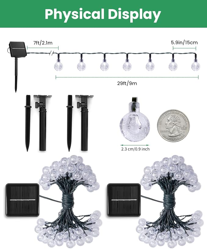 Brightown Solar String Lights Outdoor 120 LED 72 Ft Total, Solar Powered Patio Lights with 8 Lighting Mode for Garden Yard Porch Wedding Party Decor (Green)