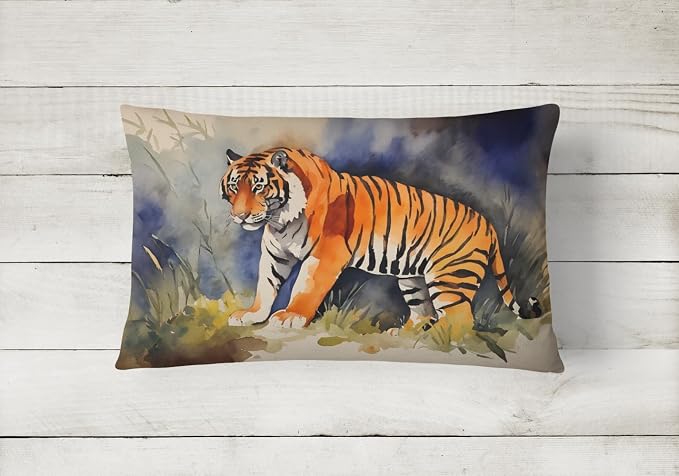 Caroline's Treasures DAC2881PW1216 Bengal Tiger Throw Pillow Machine Washable, Indoor Outdoor Decorative Pillow for Couch, Bed or Patio, 12HX16W