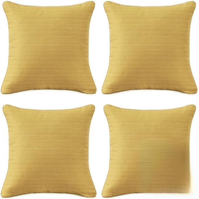 Unimatta Decorative Outdoor Water Repellent Throw Pillows with Inserts, Set of 4, 18" x18" Pillows for Patio, Backyard, Bed, Couch, and Patio Furniture, Yellow Brown