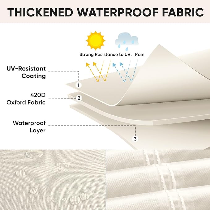 BALEINE Patio Furniture Covers, Outdoor Furniture Covers Waterproof, Heavy Duty Oxford Patio Table Cover for Outdoor Table, Chair, Sofa, Desk (Beige 64"L×47"W×28"H)