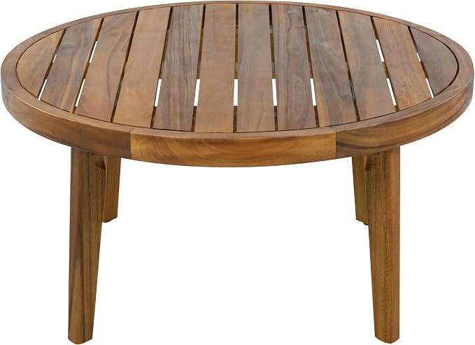Christopher Knight Home Lalulu Outdoor Loveseat Sofa and Coffee Table Set, Acacia Wood Patio Furniture Set with Cushion, Solid Wood Outdoor Conversation Set, Teak+Beige