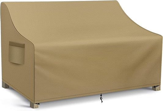 WLEAFJ Patio Sofa Cover Waterproof, 3-Seater Outdoor Sofa Cover, Heavy Duty Deep Lounge Loveseat Cover, Large Lawn Patio Furniture Covers with Air Vent, 78’’ W x 33’’ D x 32’’ H, Khaki