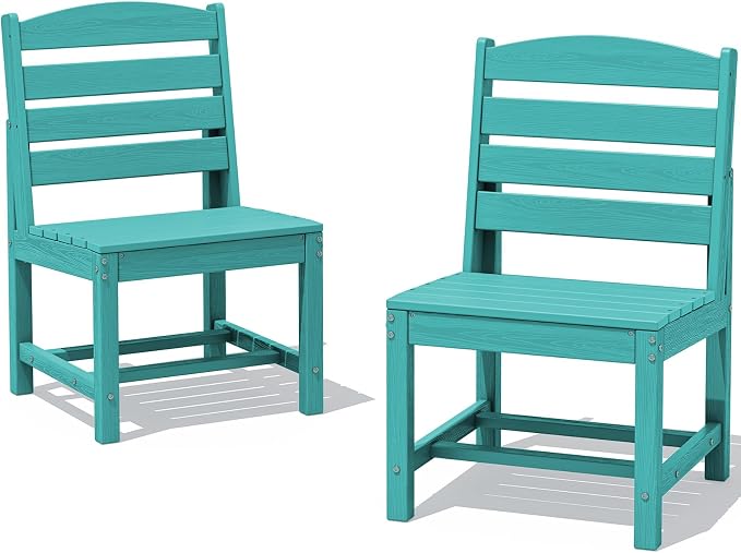 SERWALL All Weather Armless Outdoor Dining Chair Set of 2, Aruba | Armless Dining Chairs built to last with 330 lb capacity. Compact 24.6"Dx19.3"Wx33.6"H. Weatherproof & easy to clean.