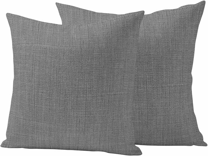Outdoor Waterproof Throw Pillow Covers Set of 2 Grey Linen Pillowcases 26x26 Inches Farmhouse Pure Color Decorative Pillows Cushion Case Patio Pillows for Couch Bed Chair Garden