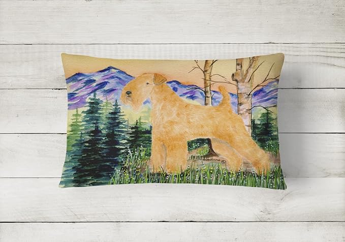Caroline's Treasures SS8168PW1216 Lakeland Terrier Canvas Fabric Decorative Pillow Machine Washable, Indoor Outdoor Decorative Pillow for Couch, Bed or Patio, 12HX16W