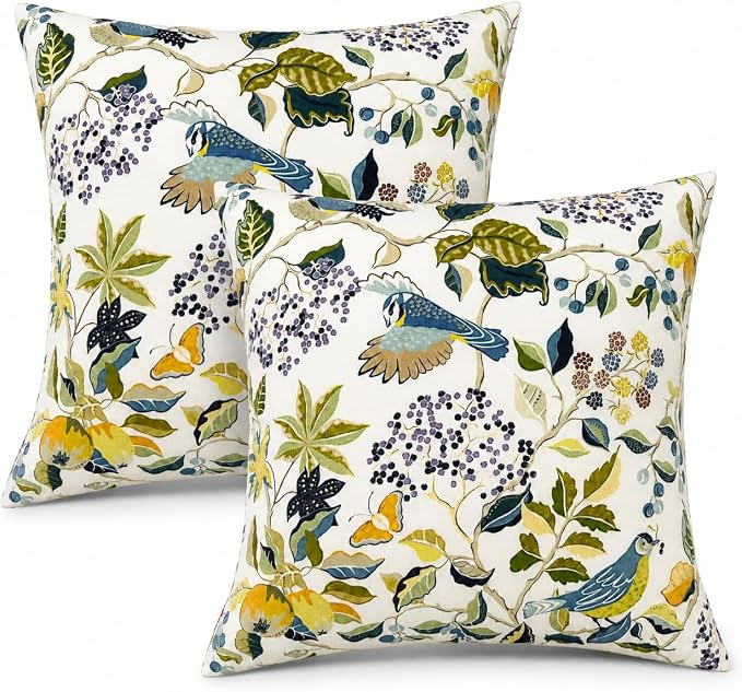 Outdoor Pillows 18"x18" Waterproof Decorative Pillows with Inserts | Set of 2 Fade Resistant Patio Throw Pillows for Porch Garden Couch and Patio Furniture