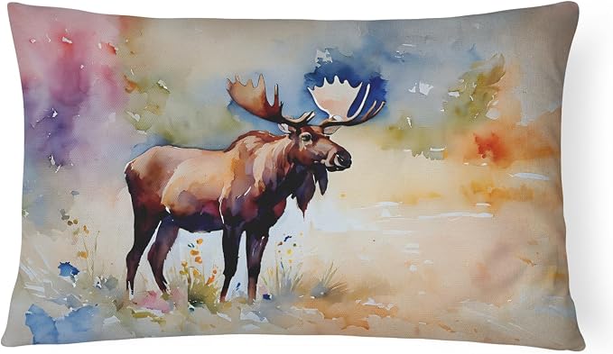 Caroline's Treasures DAC2967PW1216 Moose Throw Pillow Machine Washable, Indoor Outdoor Decorative Pillow for Couch, Bed or Patio, 12HX16W