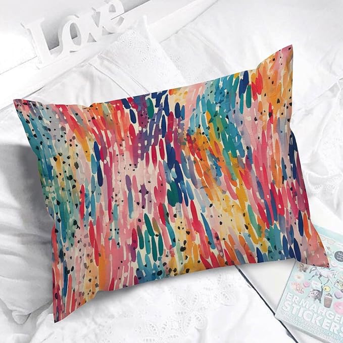 Make It Rain Fiesta Rectangular Cushion Cover Rainbow Colorful Cushion Cases 20x26in Modern Accent Throw Pillow Covers Farmhouse Decorative for for Sofa Couch Living Room Car