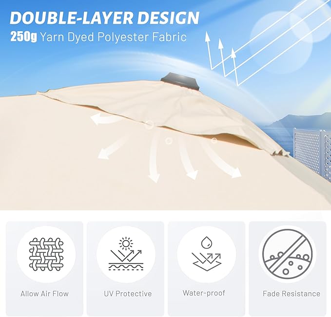 Domi 9’x9’ Cantilever Patio Umbrella, Aluminum Windproof Outdoor Umbrella with 360°Rotation, Square Offset Sun Shade Umbrella for Outside Deck Backyard Garden Pool, Beige