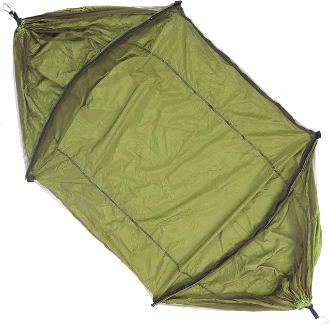 Single Person Hammock with Mosquito Net, Super Light, Removable, Quick Opening, Fruit Green and Dark Green - Tear Resistant Fabric, Portable Storage, Outdoor Relaxation (OD Green)
