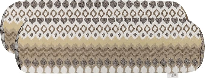 RSH DECOR: Neck Roll Pillows Set of 2 | 20” x 6” | Outdoor Bolster for Patio, Deck, Porch, or Poolside Furniture | Water & Fade-Resistant | Made in USA (Divide Leaf Toffee)