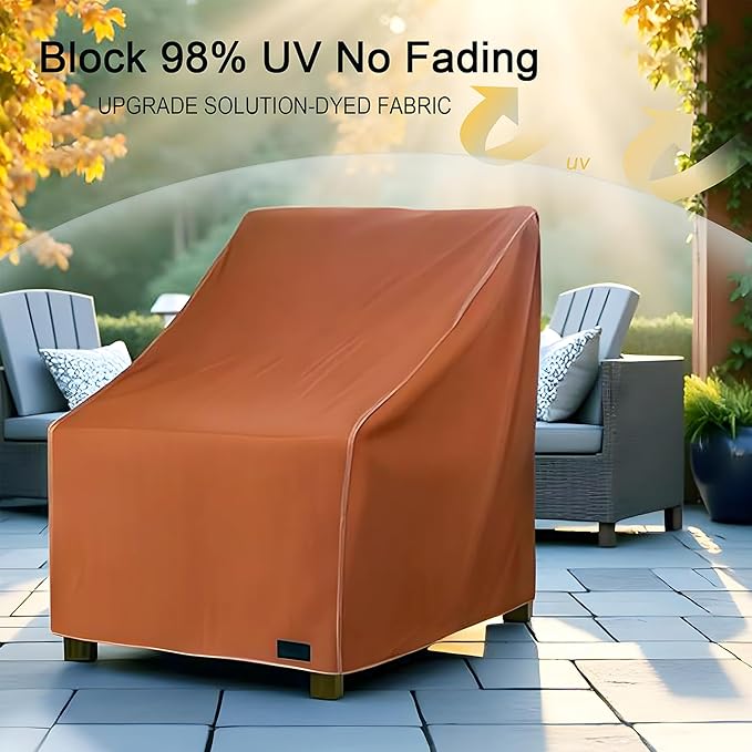 NettyPro Patio Chair Covers for Outdoor Furniture 4 Pack, Waterproof Heavy Duty Lawn Patio Furniture Cover Deep Seat Dining Chair Covers Small, 28W x 30D x 28H inches, Brown