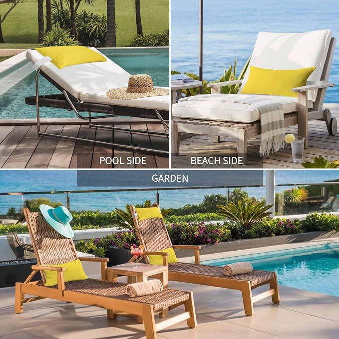 Lemon Yellow Outdoor Lumbar Pillow 11x16 Inch, Farmhouse Solid Yellow Color Modern Art Waterproof Throw Pillow Covers with Insert, Decorative Chair Cushions for Patio Garden Recliner
