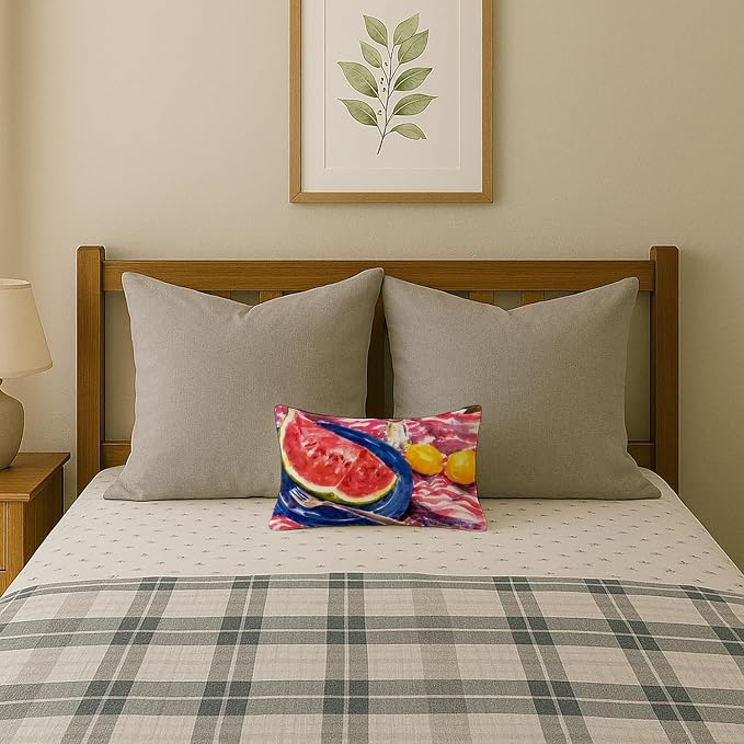 Caroline's Treasures 6028PW1216 Watermelon Canvas Fabric Decorative Pillow Machine Washable, Indoor Outdoor Decorative Pillow for Couch, Bed or Patio, 12HX16W