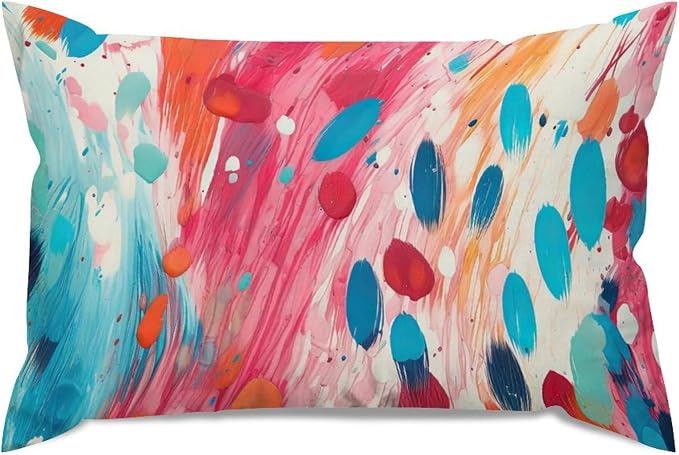 Make It Rain Fiesta Lumbar Pillowcases Rainbow Colorful Pillow Case 16x24in Farmhouse Accent Outdoor Garden Decoration for for Sofa Couch Chair Bedroom