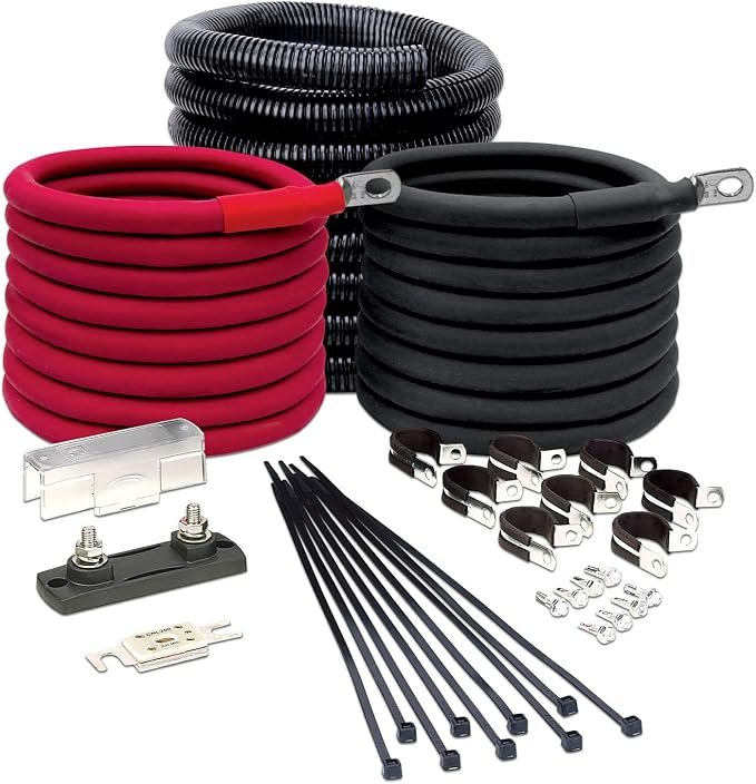 Tundra Heavy Duty Installation Kit for Truck Power Inverters M2500/ S2500 | Highest Safety Rating Cables with Short-Circuit & Overload Protection (8ft) (CM2508)