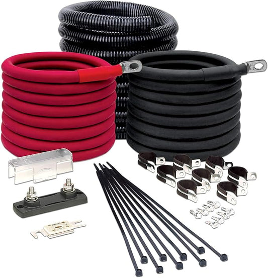 Tundra Heavy Duty Installation Kit for Truck Power Inverters M2000/ S1800/ M3024/ S3024 (24V) | Highest Safety Rating Cables with Short-Circuit & Overload Protection (12ft) (CM2012)