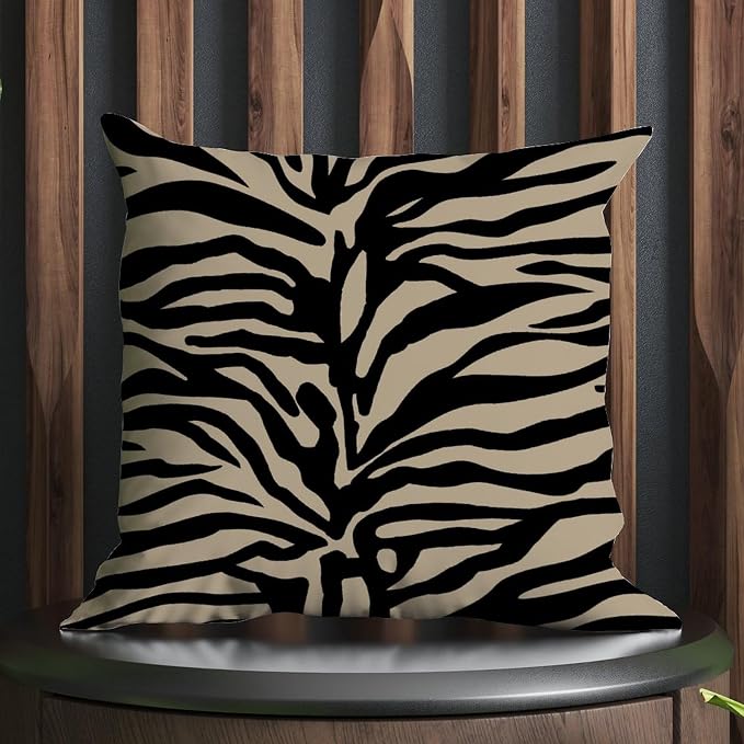 Tiger Print Black Light Brown Throw Pillow Covers Animal Tiger Print Throw Pillow Covers 18x18 INModern Accent Farmhouse Decor Pillow for Patio Furniture Garden