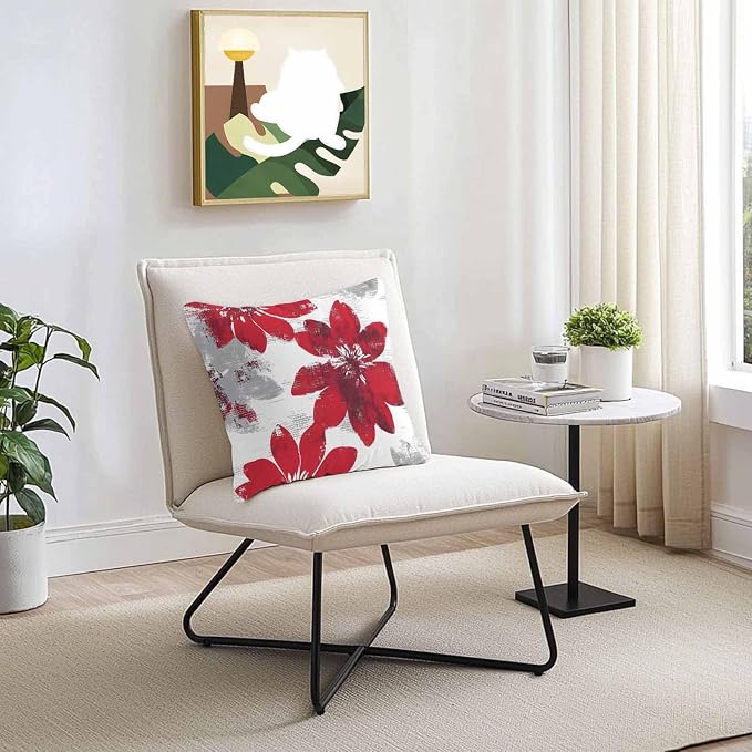 Vandarllin Outdoor Throw Pillows Covers 24x24 inch Set of 2 Waterproof Red Sunflower Decorative Zippered Cushion Covers for Patio Furniture, Flower Field Lumbar Pillowcases