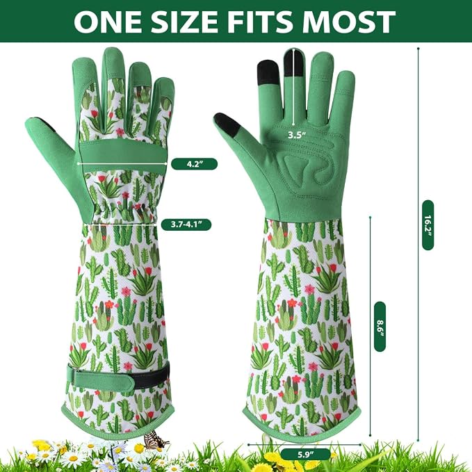 Trifabricy Gardening Gloves for Women, Leather Long Garden Gloves with Grip, Thorn-Proof Puncture-Resistant Work Gloves