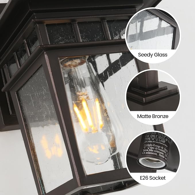 Dusk to Dawn Exterior Wall Sconce Set of 2 Brown Outdoor Porch Light