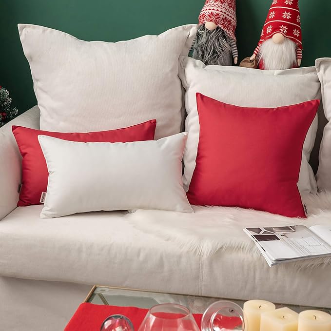 MIULEE Pack of 2 Decorative Water Proof Pillow Covers Red Bundle Set of 2 Pillow Inserts 18x18