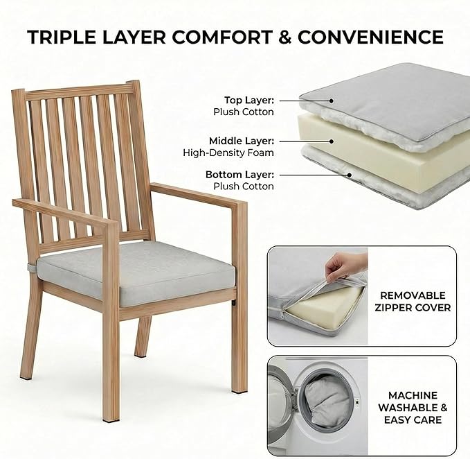 RoyalCraft Aluminum Outdoor Patio Chairs Set of 6, Outdoor Chairs with Waterproof Cushions, Outdoor Dining Chairs with Armrests, Metal Patio Furniture Set for Porch, Balcony, Deck, Backyard, Brown