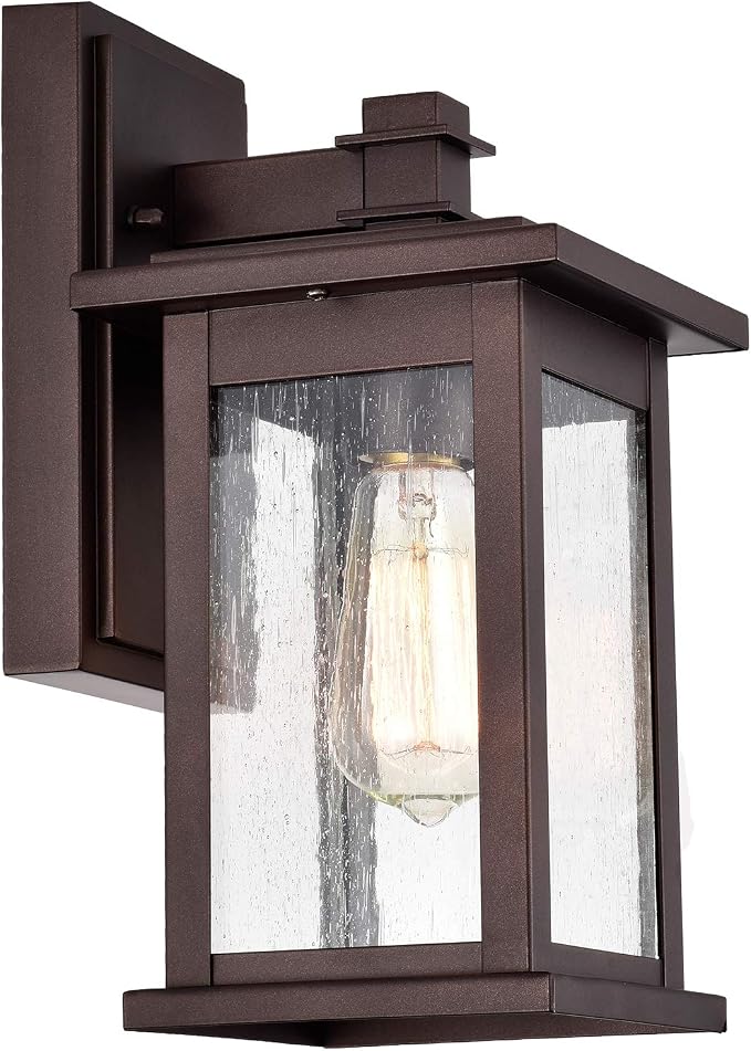 MICSIU 12 Inch Industrial Outdoor Wall Sconce, Oil Rubbed Bronze | No Assembly Required Outside Single Light, Vintage Exterior Lght for House, Front Door, Entryway, Patio, Porch