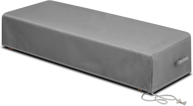 Tingjoo 1 Pcs Patio Chaise Lounge Cover Waterproof Outdoor Lounge Chair Cover 30" D x 83" W x 12" H UV Resistant with Handle Strap for Furniture Protection (Gray)