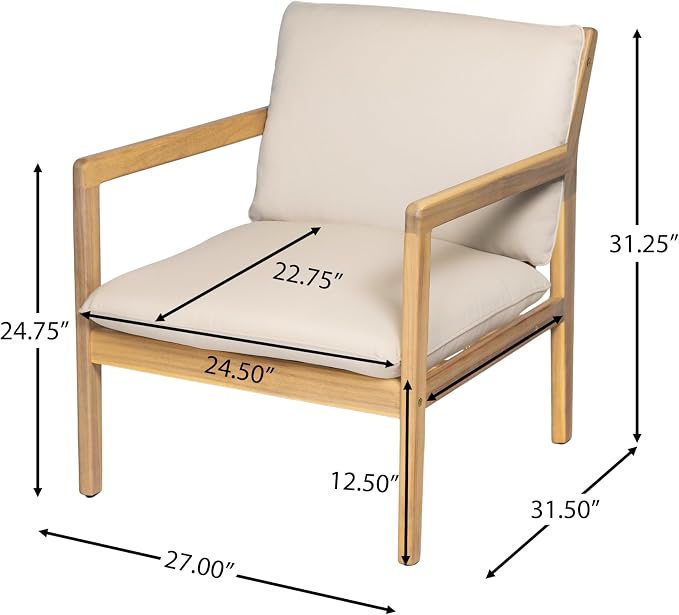 Christopher Knight Home Hearth Patio 8 Pieces Conversation Set, Acacia Wood Loveseat and Accent Armchairs, Slat Panel Coffee Table, Side Table with Sofa Chairs Chat Set for Garden Yard, Light Teak