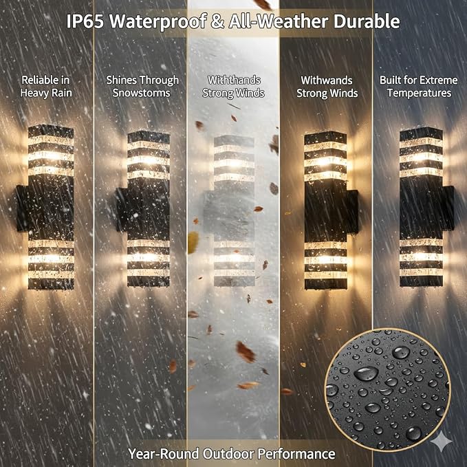 12Pack 15inch LED Square Up & Down Wall Lights,14W Outdoor Wall Light 4000K Day White Aluminum Body Waterproof IP65 LED Exterior Light Fixtures Wall Mount for House Patio Garage Garden.