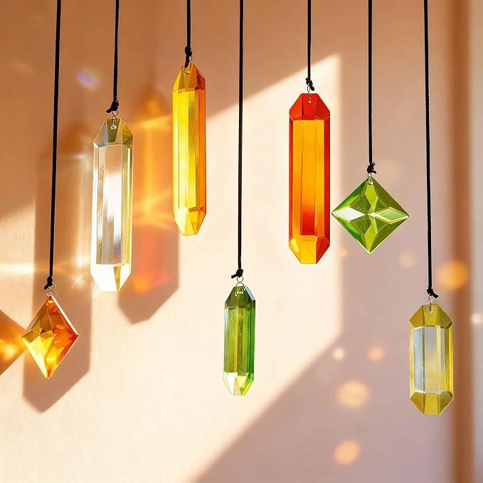 7PCS Crystal Prisms Suncatcher for Window Hanging (Season Design) | Rainbow Maker,Sun Catchers Indoor Window, Home Garden Thanksgivng Day Christmas Decorations,Gift For Women,Fall Decor