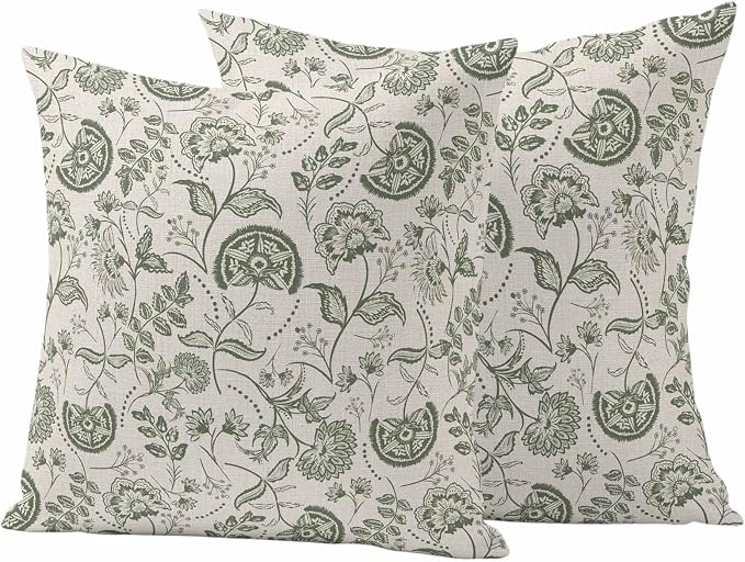 Outdoor Pillow Covers 26x26 Set of 2, Retro Spring Floral Waterproof Patio Throw Pillow Covers for Couch Sofa Chair, Summer Botanical Vintage Farmhouse Decorative Pillowcases for Throw Pillows