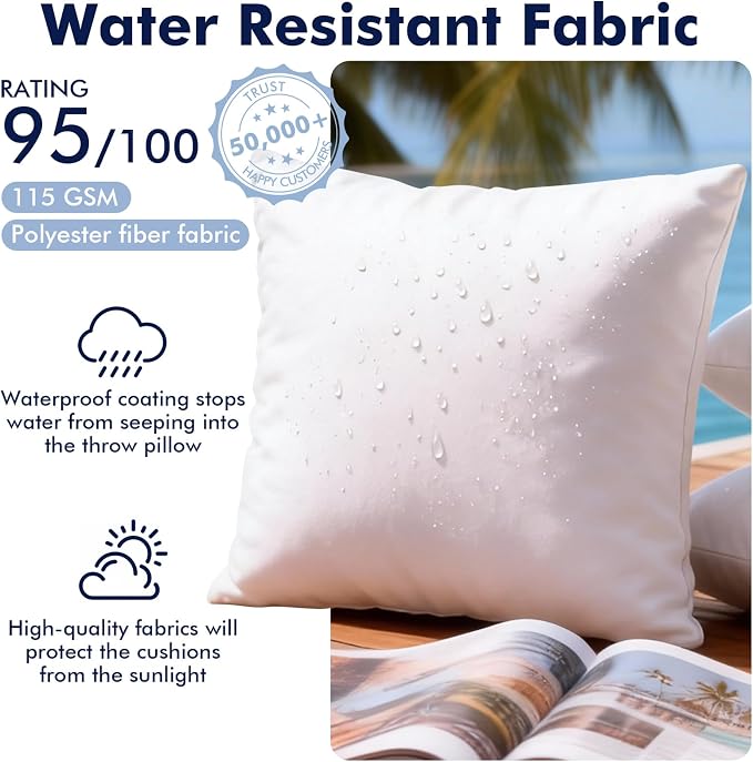 Set of 2 12x20 Outdoor Pillows,Water Resistant Lumbar Pillow Insert | Waterproof Outdoor Throw Pillows, Decorative Pillows for Patio, Furniture, Sofa, Bed, Garden