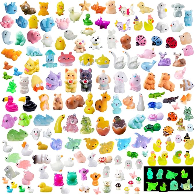 U-Zimikee 200 Pcs Mini Resin Animals - Miniature Animal Figurines Mini Animals to Hide Little Tiny Animal Figures Bulk for Fairy Garden Micro Landscape Decor Dollhouse Crafts Accessories