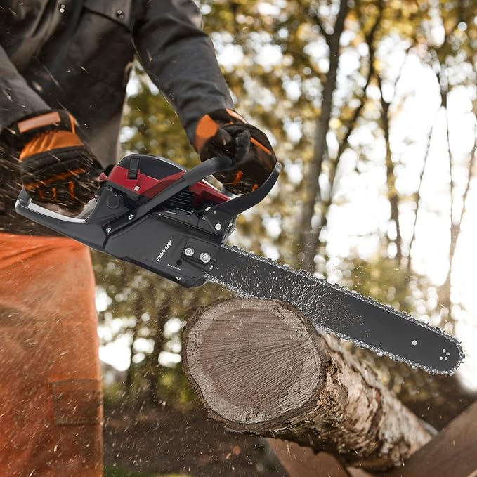 20 Inch Gasoline Chainsaw,58CC 2-Stroke Gas Powered Chain Saw Single Cylinder,2 Cycle Engine, Self-reset Pull Start Chain Saws For Wood Cutting,Forest Felling,Tree Pruning,And Shrub Pruning