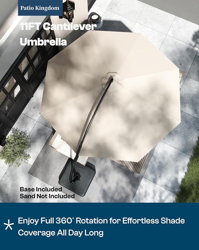 5-Piece Grey Outdoor Dining Set with White 11FT Large Patio Umbrella, 75.2'' HDPE Table & Chairs for 8, Weather-Resistant Furniture with Umbrella Hole for Patio, Lawn, Poolside