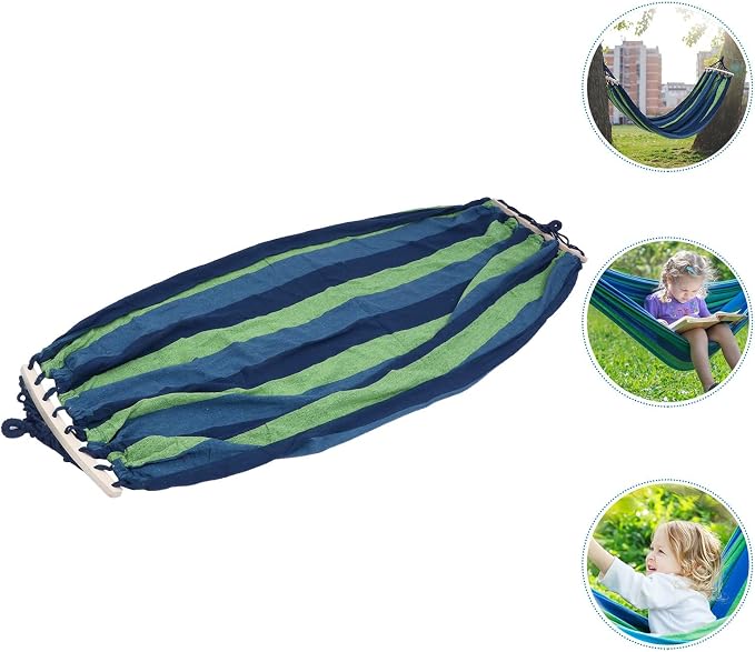 Artibetter Outdoor Travel Hammock Striped Canvas Single Widened 190x100cm Portable Camping Hiking Hanging Swing for Garden Patio Backyard