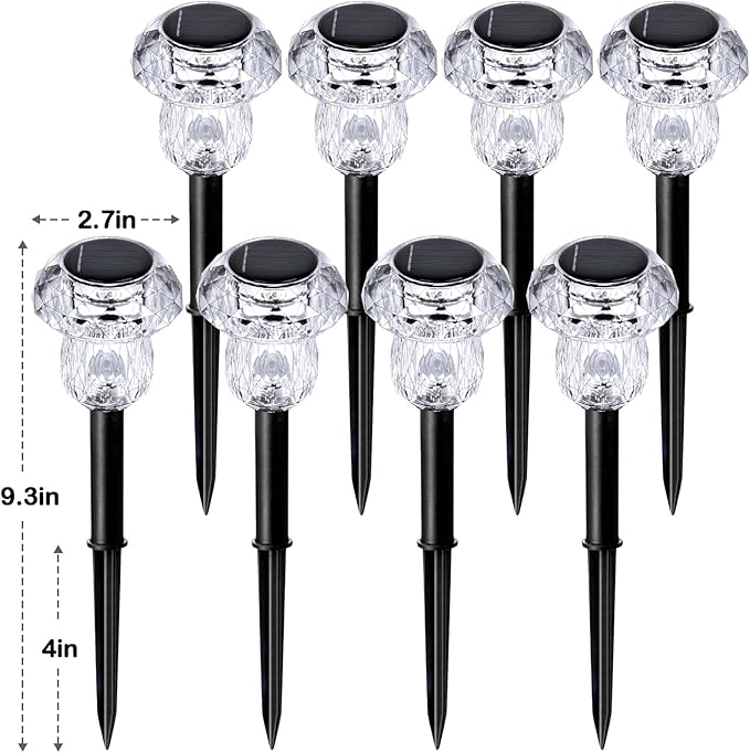 Solar Pathway Lights Outdoor 16 Pack Mushroom Garden Lights Waterproof Solar Powered Yard Lighting for Landscape, Driveway, Path, Walkway, Patio, Outside Garden Decorations, 6000K Cold White