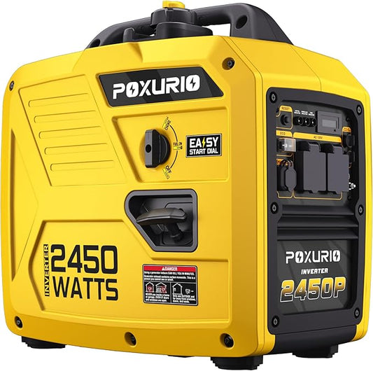 2450-Watt Inverter Generator for Home Use, 1.6Gallon Large Fuel Tank Up to 8.3 Hours Use, 120V Gas Powered Generator Super Quiet, Yellow
